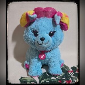 Mattel Barbie Plush Dog  7" Blue Aqua Stuffed Animal Puppy Crown